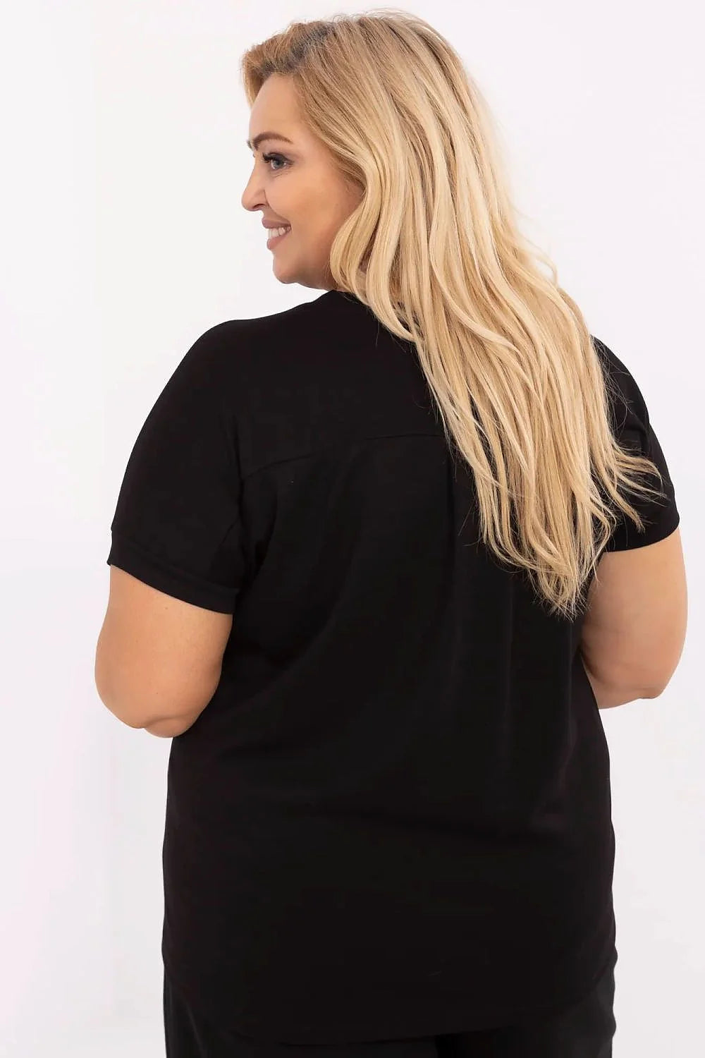 Chemisier grande taille Relevance coupe droite col V manches courtes matériau doux femme occasion quotidienne