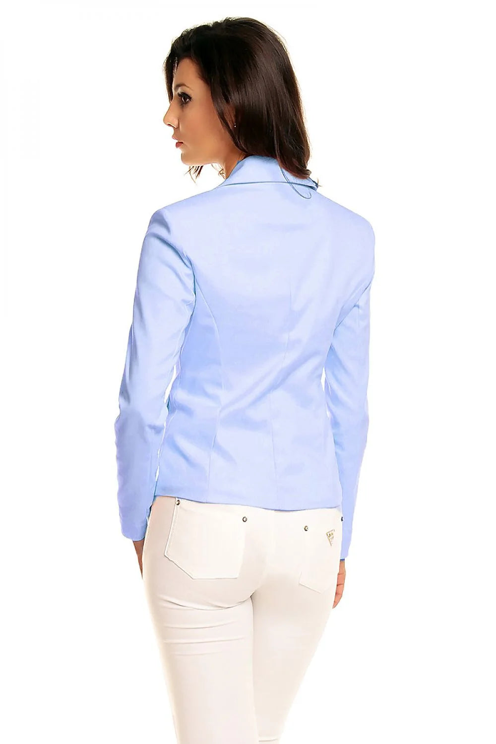 Blazer femme polyester ajusté élégant bleu classique pour bureau style professionnel moderne femmes actives