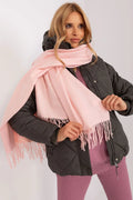 écharpe hiver longue châle oversize rose pâle douce matelassé franges effilées pashmina laine cachemire tombé fluide généreux élégant féminin chaud
