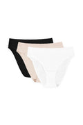 lot trois culottes coton 95 elasthanne 5 bikini taille moyenne échancrée allonge jambes valorise fesses bande elastique maintien confortable invisible