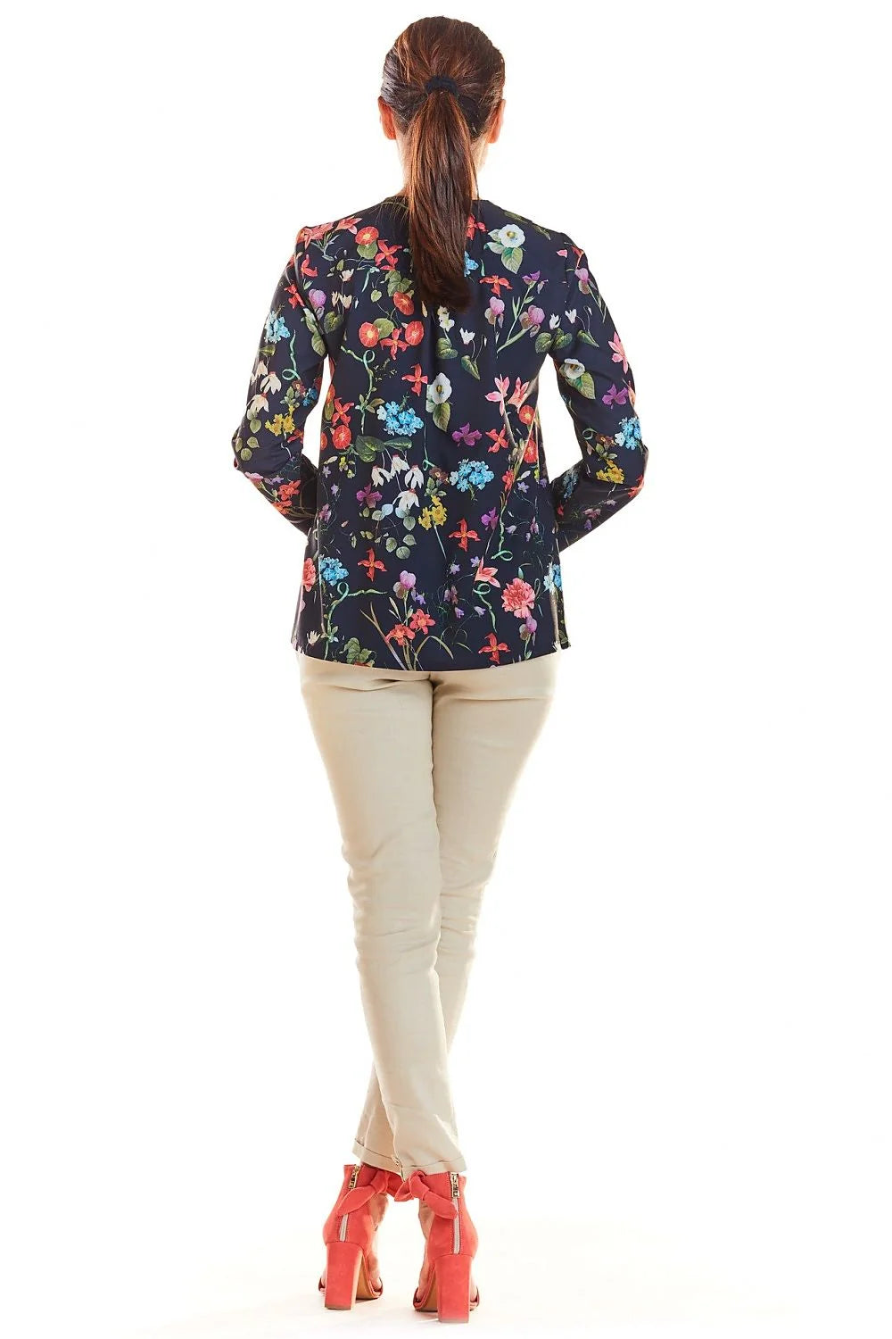 Blouse en polyester à imprimé floral coloré romantique et élégant pour femme, style casual chic