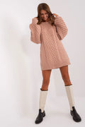 Robe-pull femme mini longues manches maille torsadée laine mélange rose poudré trendy Casual Automne Hiver