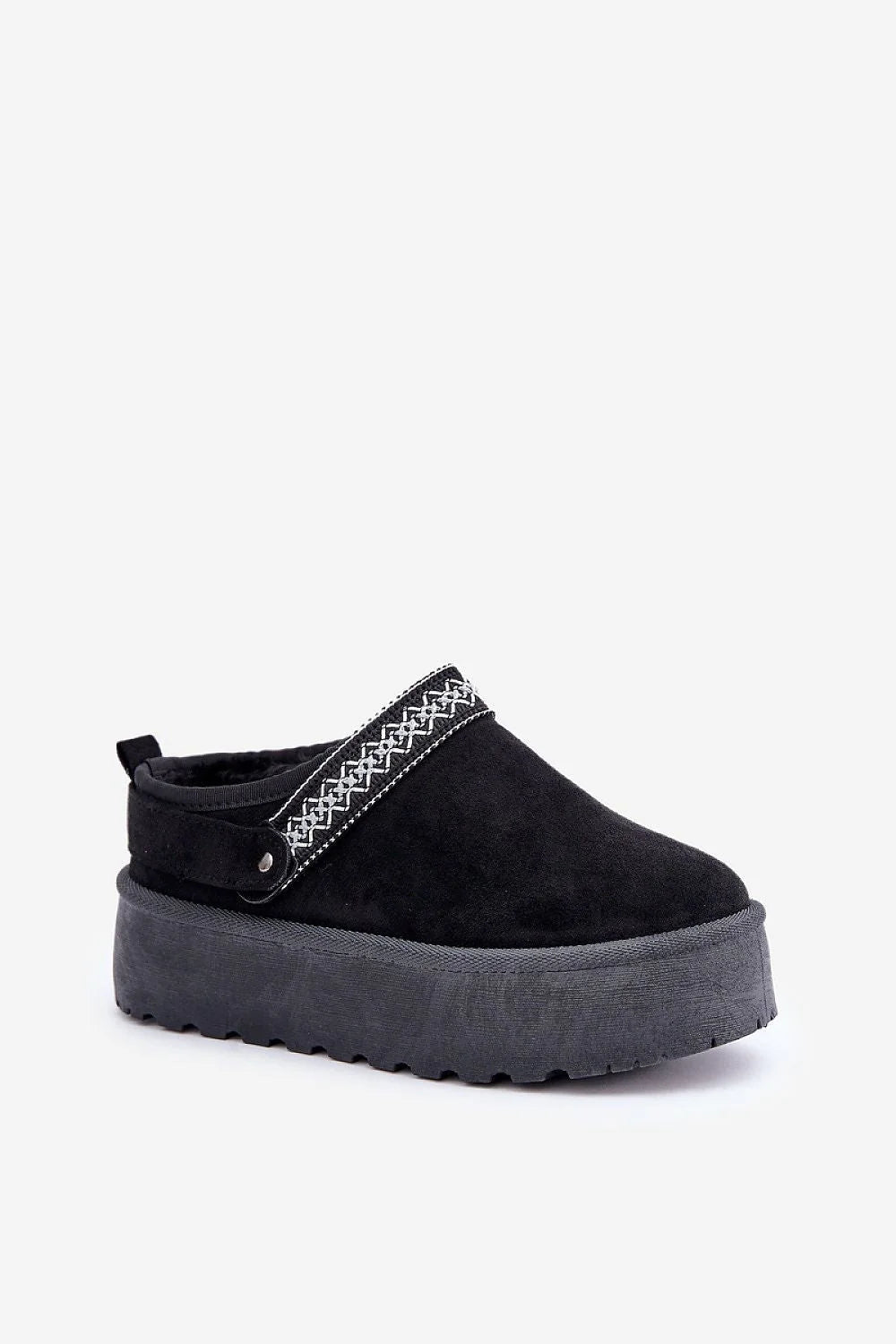 Bottes de neige pour femme élégantes en suédine écologique plateforme 4cm fourrure douce broderie blanche style minimaliste confortable