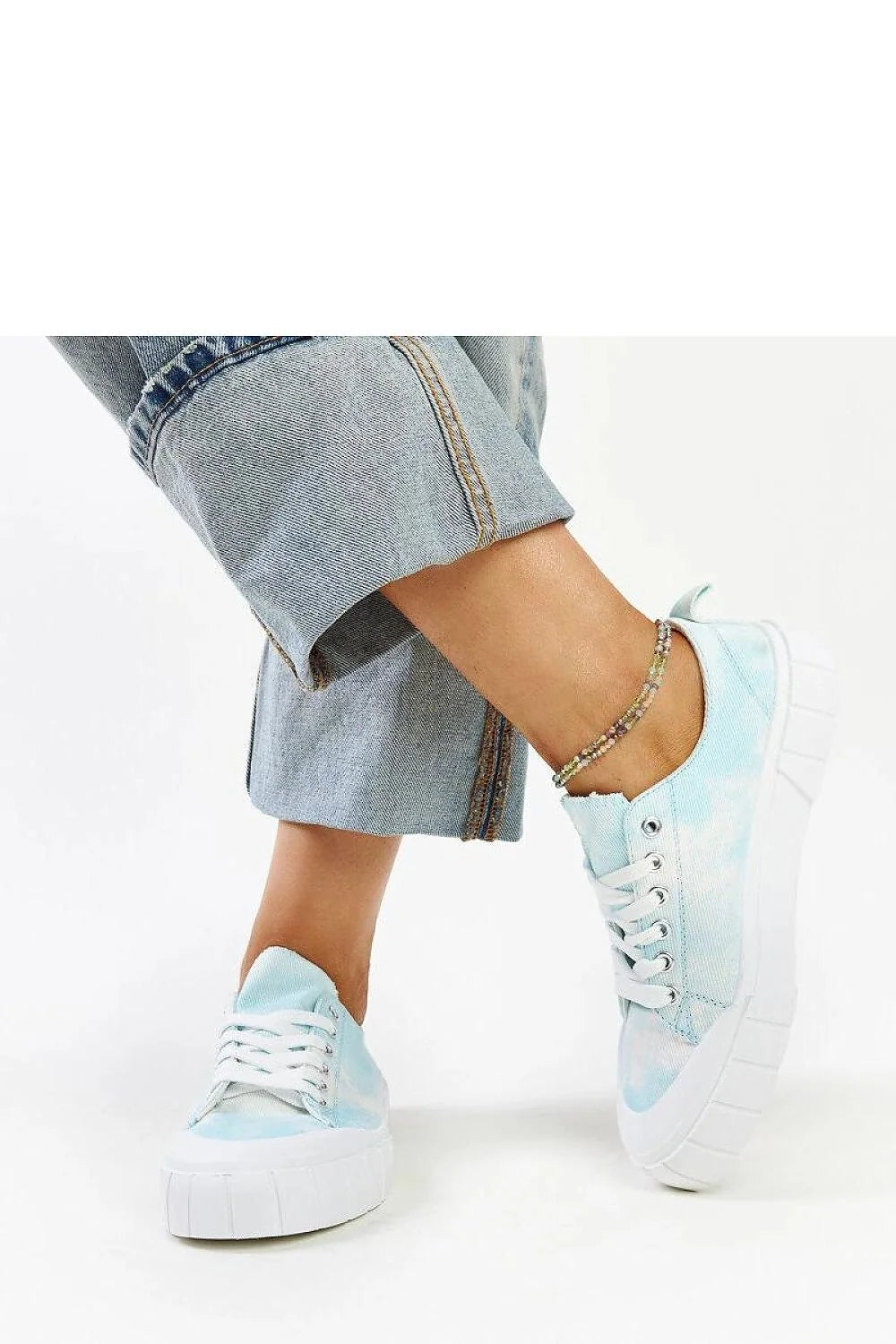Baskets pour femmes design moderne décontracté motif tie-dye bleu pastel semelle caoutchouc tissu respirant