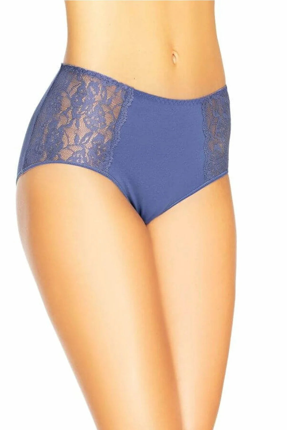 Culotte Teyli Taille Haute en Coton Élasthanne Bleu Lavande Dentelle Florale Femme Occasions Spéciales Confort Coupe Enveloppante