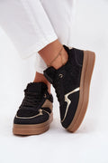 baskets femmes plateforme compensée semelle haute stabilité doublure fourrure mouton tige peluche cuir écologique lacets ajustables chauffantes confortables style urbain