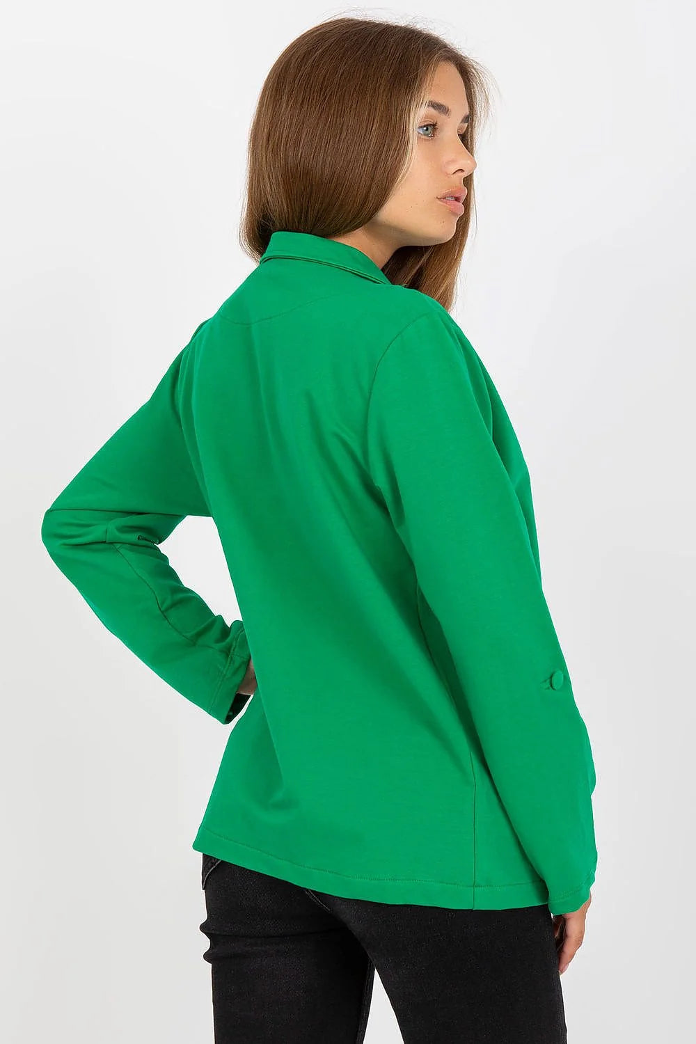 Veste blazer femme couleur verte veste survêtement manches longues fermeture boutons poches coulissantes coton élasthanne polyvalente moderne