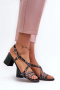Sandales pour femmes élégantes cuir naturel talon carré 6 cm lanières croisées ajustables boucle métallique mode été