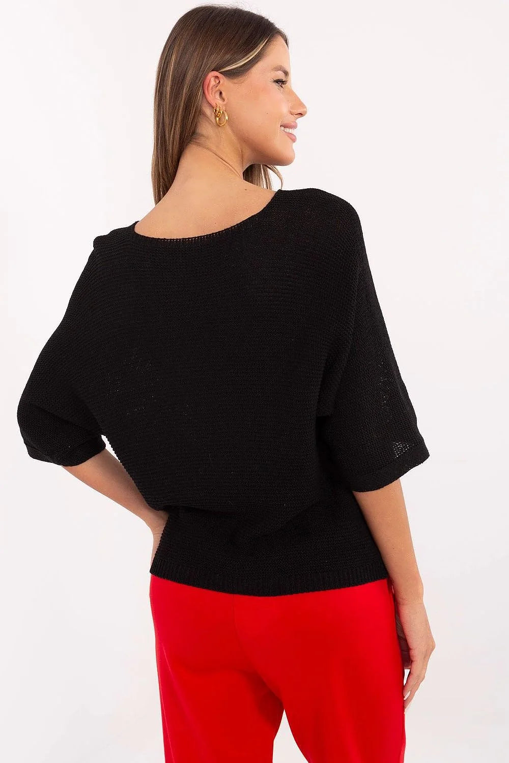 Pull femme mode Chandail Italy Moda graphique ours California Los Angeles coton acrylique manches courtes encolure V haut décontracté