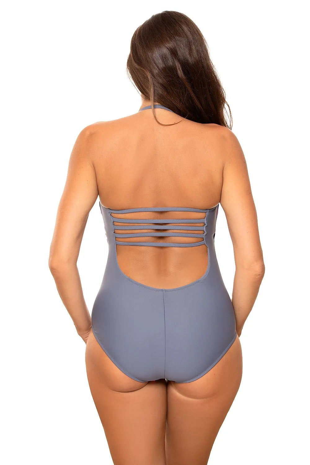 Maillot de bain une pièce femme tissu Carvico moderne élégant motifs géométriques bretelles amovibles ajustables