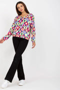 Sweatshirt Rue Paris Femme Manches Longues Motif Géométrique Vibrant Polyester Viscose Taille Légère