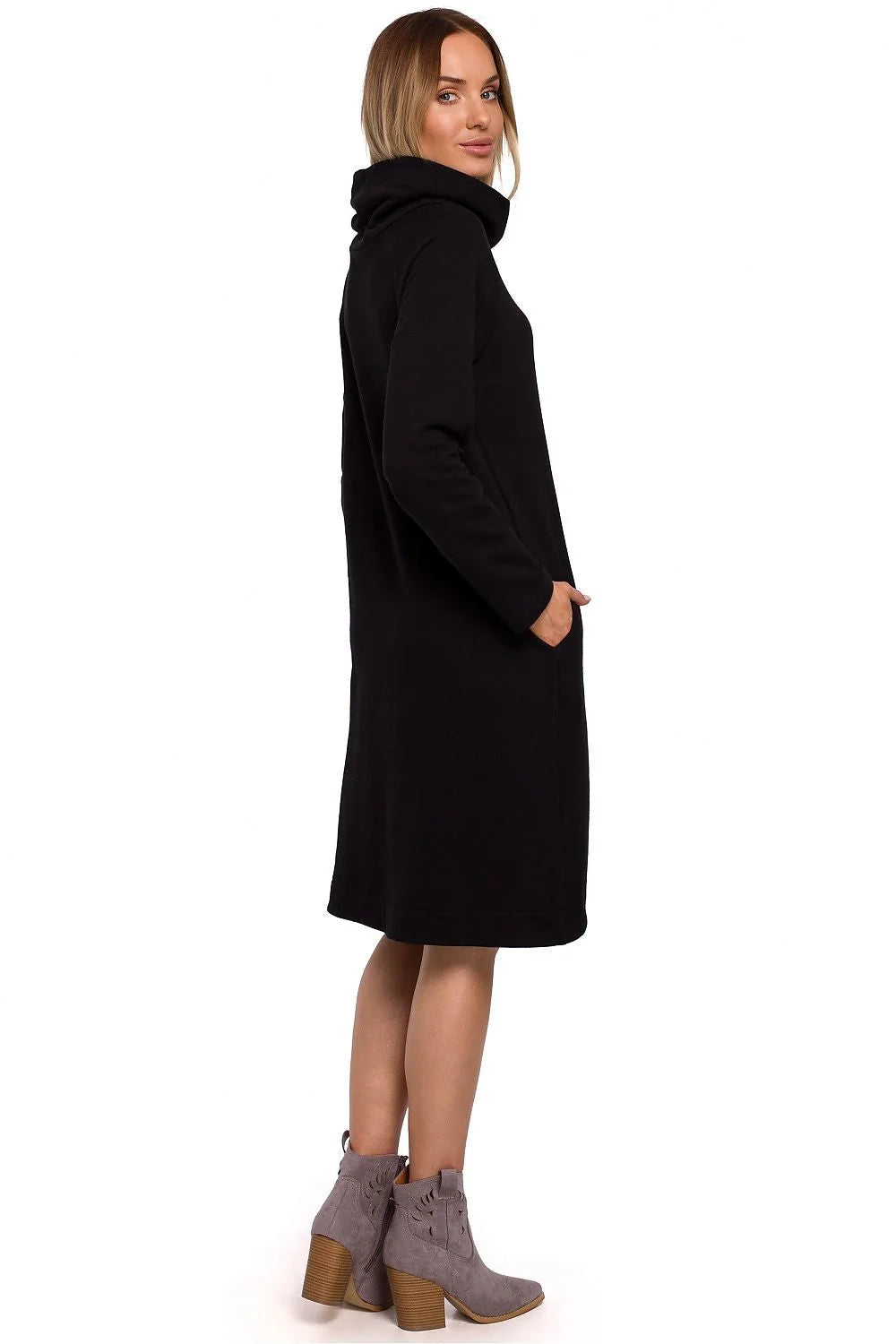 Robe pull en maille coton kaki élégante et confortable manches longues pour femmes modernes décontractées
