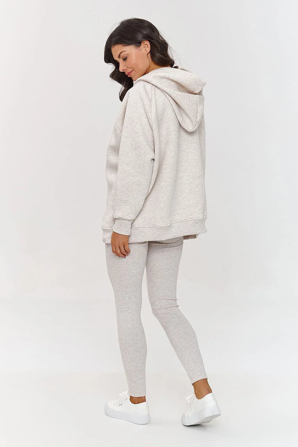 Ensemble décontracté femme Makadamia 3 en 1 tunique capuche legging beige coton jersey confort moderne style casual