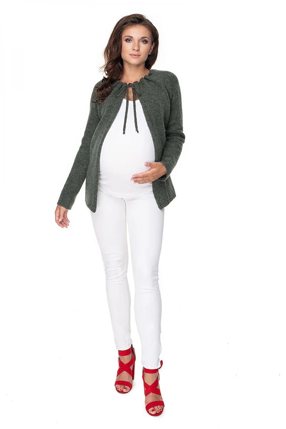 Cardigan de grossesse en acrylique et polyamide, style casual, respirant, doux, idéal futures mamans