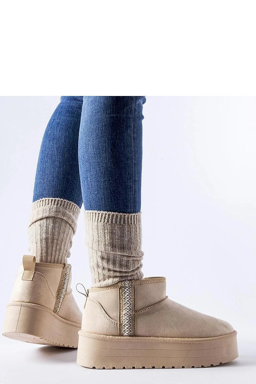 Bottines pour femmes style décontracté design minimaliste tige basse suédine beige clair semelle caoutchouc épaisse