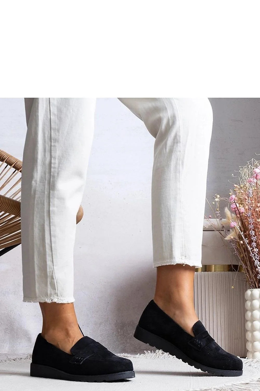 Mocassins femme classiques en daim suède noir confortables et élégants, chaussures basses Souples et polyvalentes pour printemps-été
