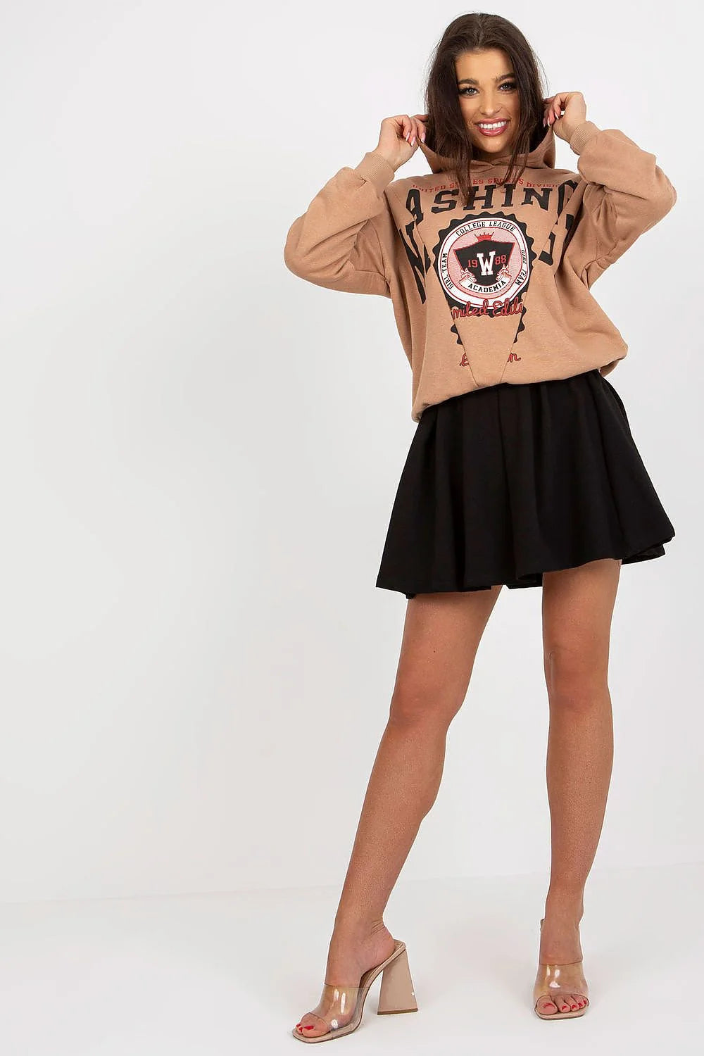 Ensemble Fancy féminin sweatshirt jupe survêtement casual chic urbain graphique imprimé coton elasthanne S/M