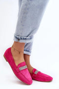 Moccasins pour femmes élégants en suédine écologique, style moderne, talon plat, strass, confort tout le jour, tailles 36-41