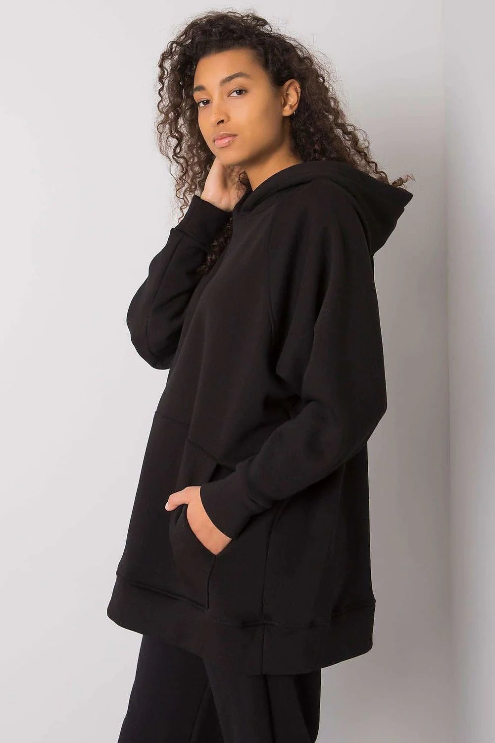 Sweat à capuche femme coton élasthanne vert olive confortable décontracté poche kangourou longue manche