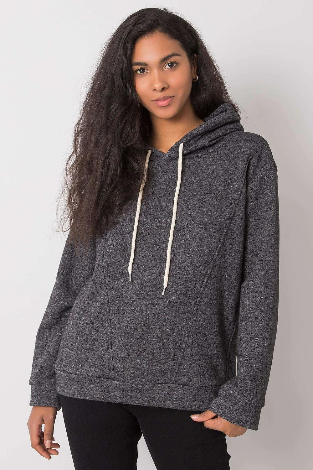 hoodie femme jaune fluo coton elasthanne molleton doux coupe ample épaules tombantes manches longues capuche doublée cordon blanc réglable