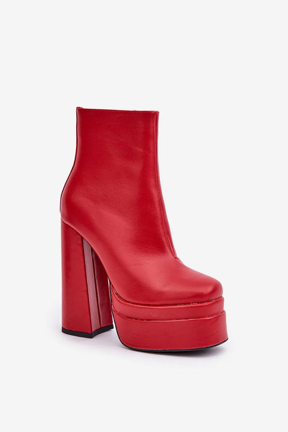 Bottines pour femmes bottines à plateforme talon haut cuir rouge lisse style audacieux coupe montante fermeture éclair confortable occasion spéciale
