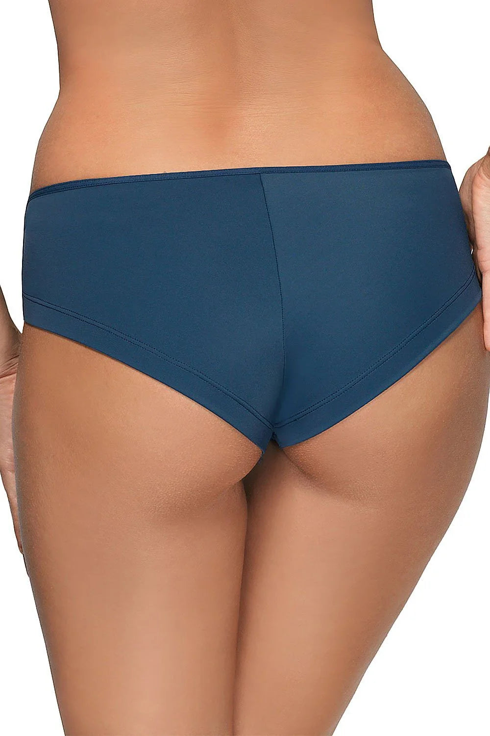 Culotte brésilienne dentelle florale bleu marine sexy élégante tulle transparent ajustée confort femmes élégance