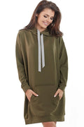 Sweatshirt femme polyester coton ample moderne kaki doux longue manches capuche style tendance moderne