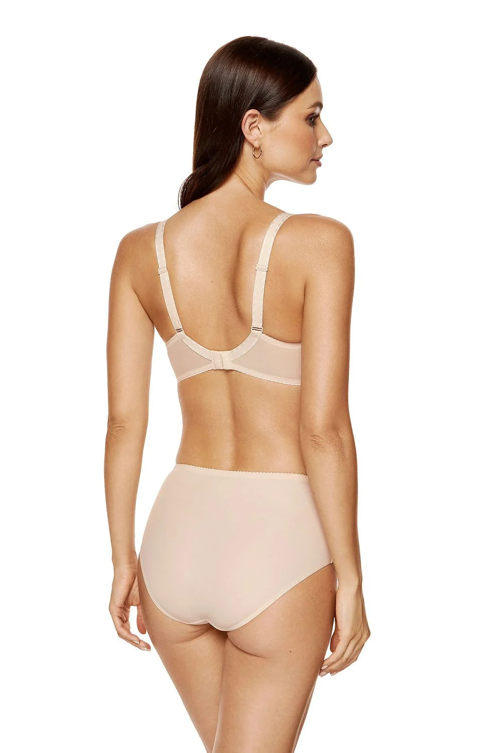 Ensemble de lingerie féminine semi-complet Gorteks soutien-gorge culotte floral tissu opaque dentelle fine couleur nude broderie florale coton OEKO-TEX femme