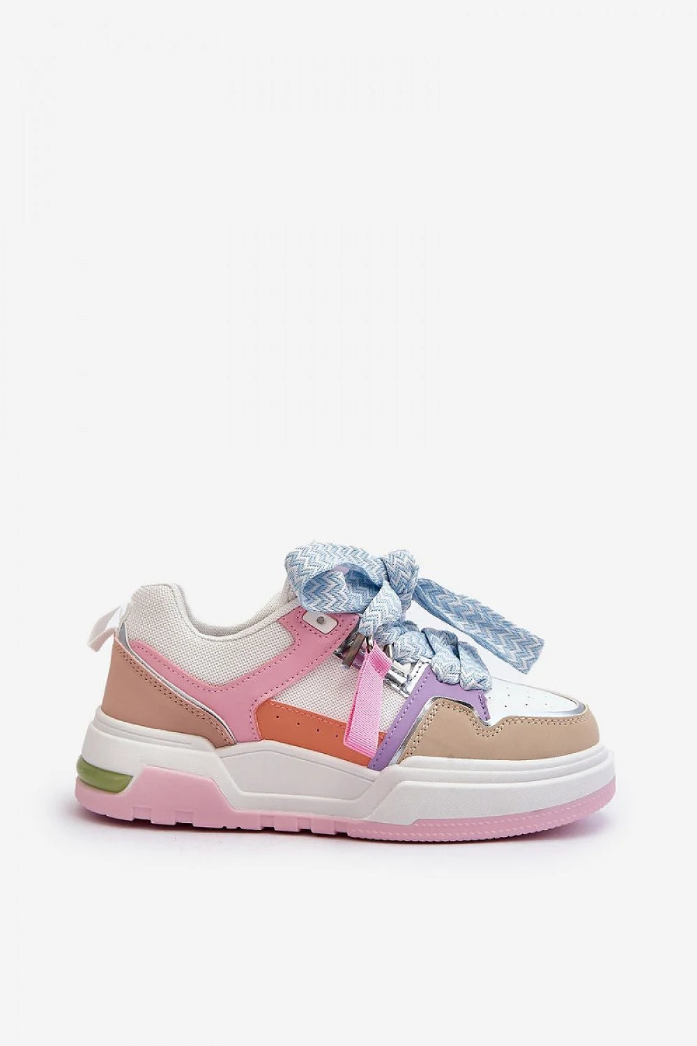 baskets multicolores femmes urbain plateforme rose lilas beige blanc simili cuir mesh respirant semelle épaisse antidérapante lacets larges