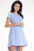 Robe de jour awama asymétrique trapézoïdale manches courtes encolure ronde tissu fluide polyester viscose elasthanne