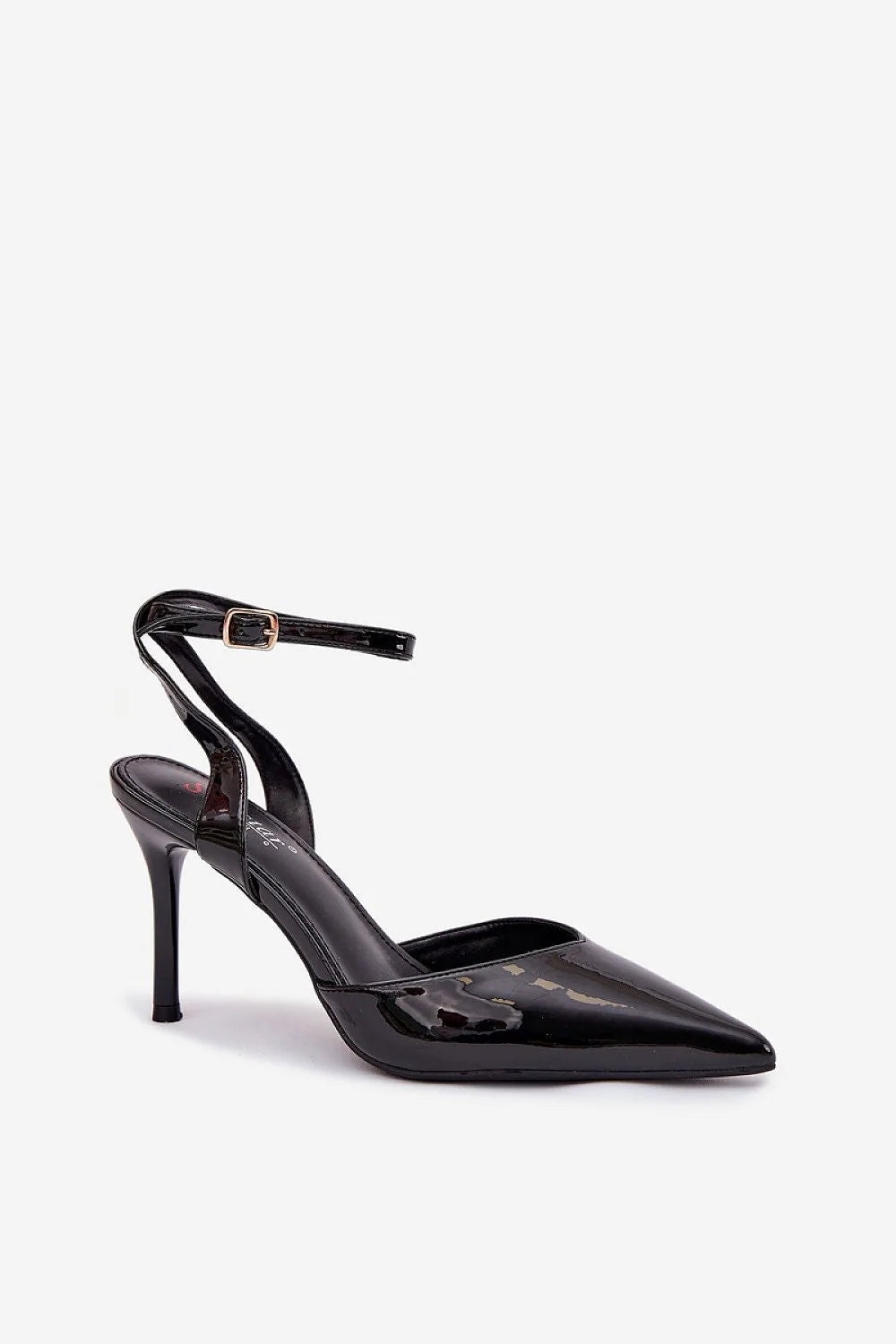 escarpins femme similicuir verni brillant noir bout pointu bride cheville boucle réglable talon aiguille 9cm silhouette élancée soirée classique intemporel