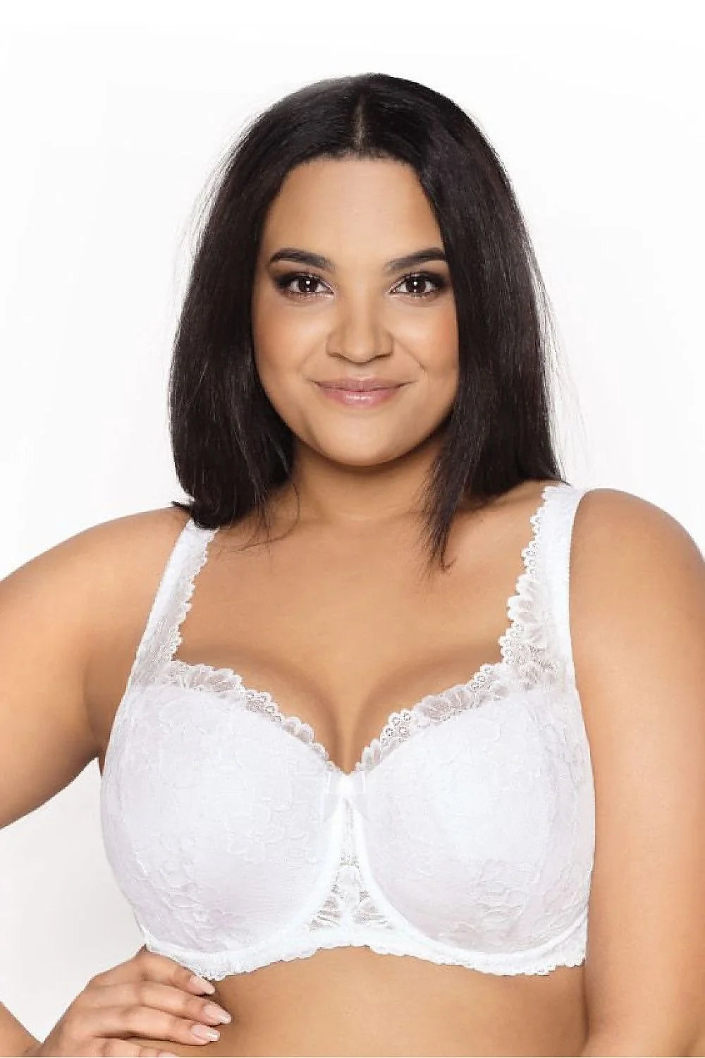 Soutien-gorge rembourré dentelle blanche floral femme taille large décolleté soutien parfait armature ajustable