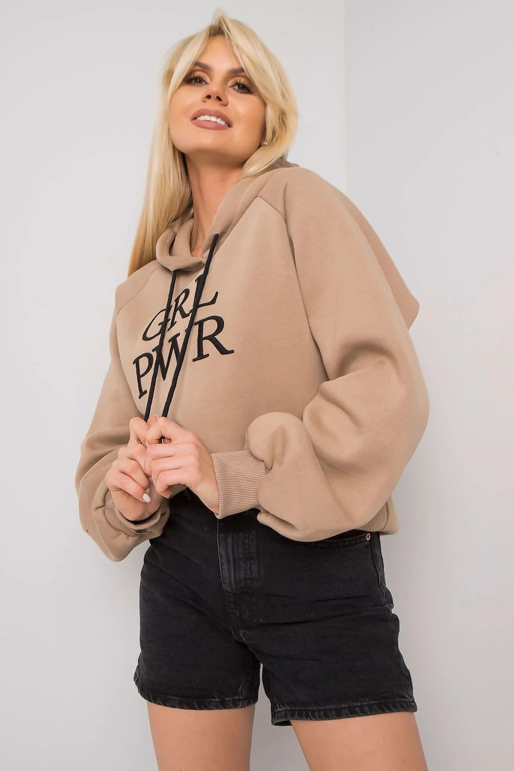 Sweatshirt femme oversize coton polyester bleu vif urbain moderne confortable manches longues GRL PWR