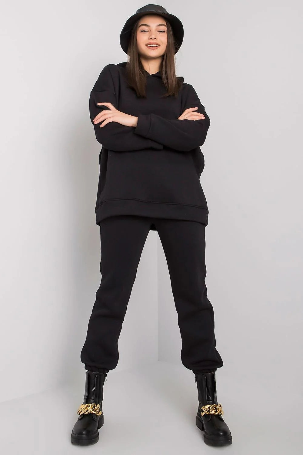 ensemble BFG femme vert émeraude sweat capuche oversize jogger molletonné coton élasthanne confortable relaxed poches élastiqués