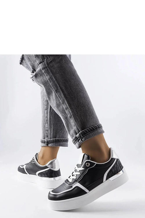 Baskets femmes design moderne noir et blanc cuir semelle épaisse comfort style sport élégant
