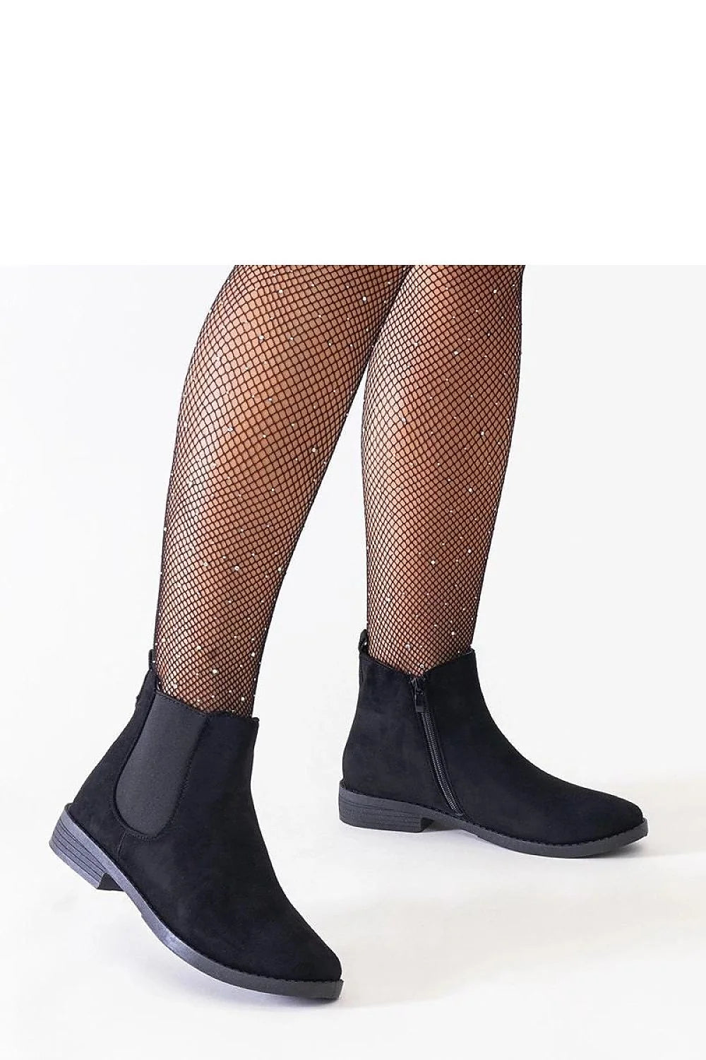 Chelsea bottines femmes noires suédine effet daim bout arrondi talon bas semelle antidérapante élastiques latéraux zip intérieur cheville ajustée élégantes
