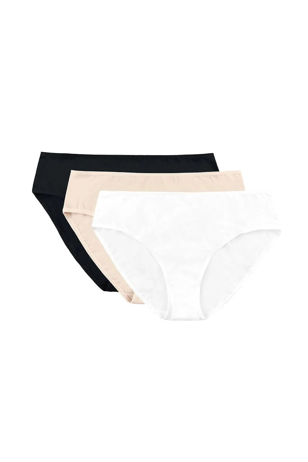 lot triple culottes femme bikini mihaut unis blanc beige noir coton doux extensible élastique maintien confortable oekotex polonais respirant