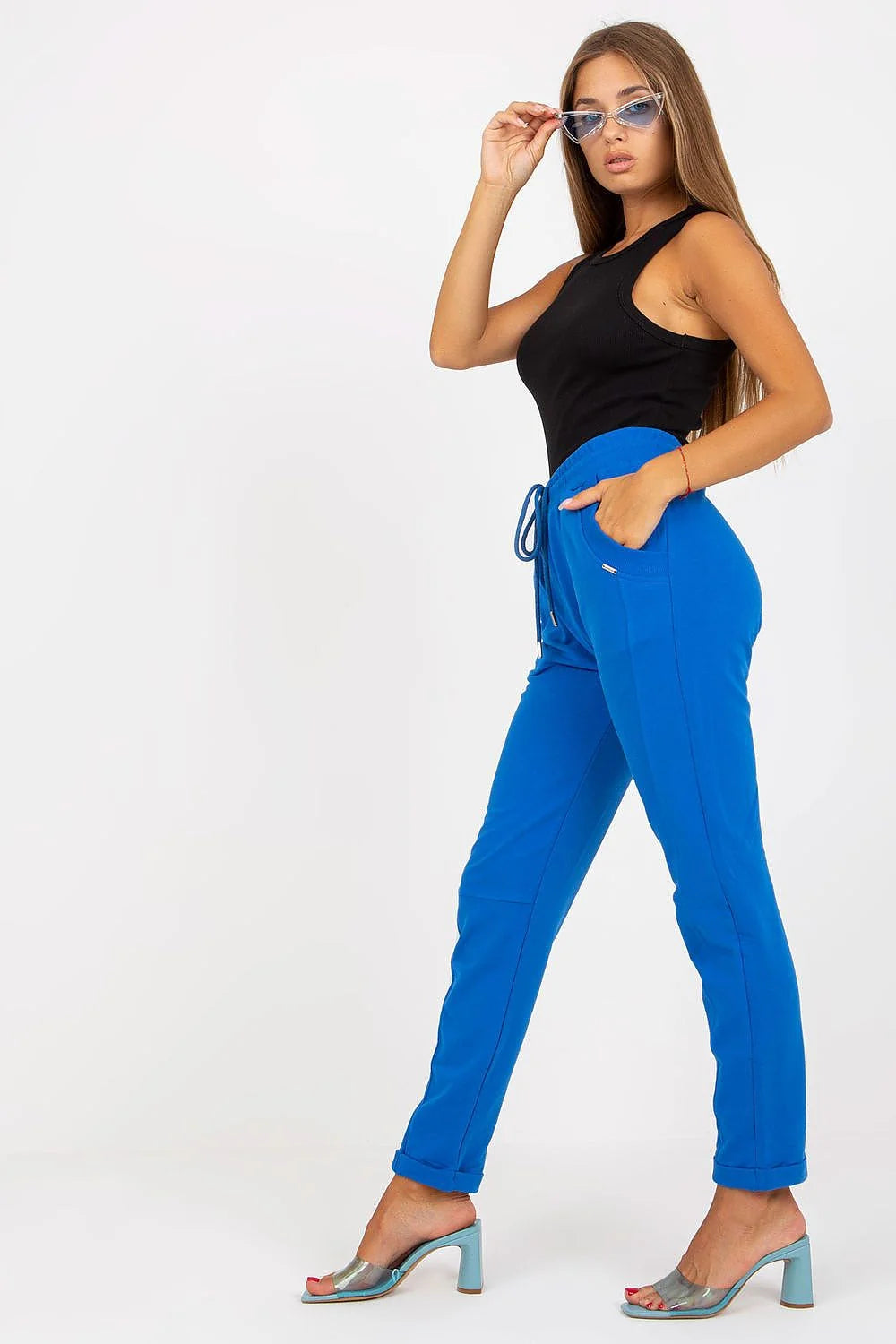 Pantalon survêtement Relevance hauteur taille élastique poches latérales coton élasthanne slim fit style casual femme