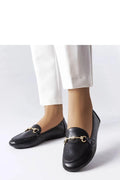 Mocassins pour femmes élégants et intemporels en cuir noir avec détails dorés bout arrondi confortable
