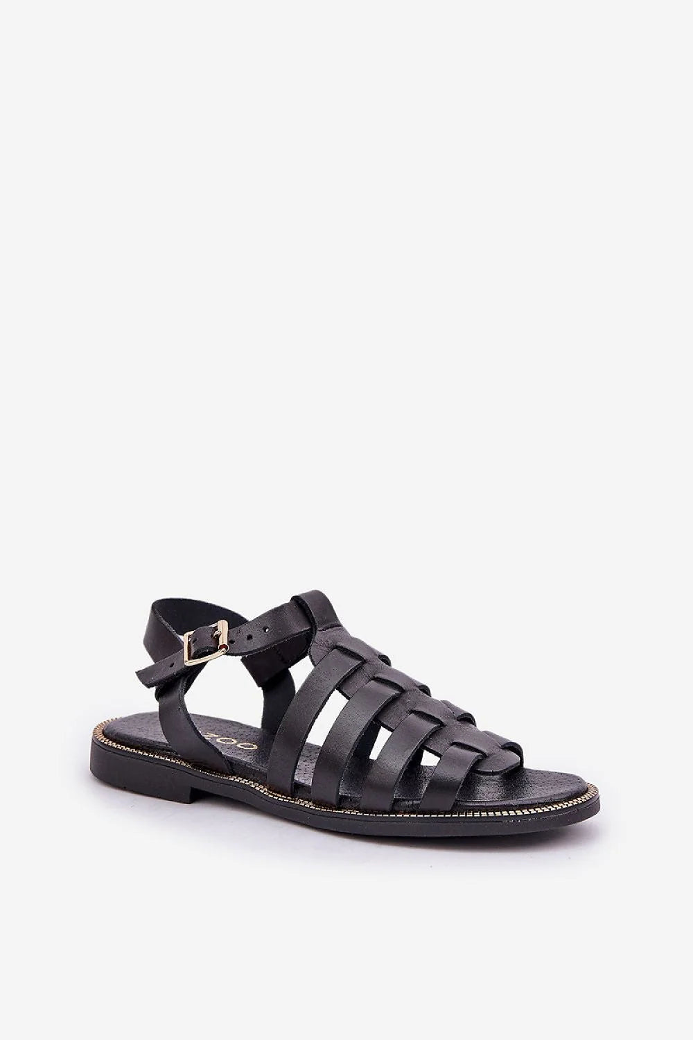 Sandales élégantes femmes cuir naturel style gladiateur sangles larges boucle métallique noir intemporel confortable été tendance