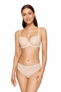 Ensemble de lingerie féminine microfibre couleur chair soutien-gorge balconnet culotte taille mi-haute confort quotidien mode élégant