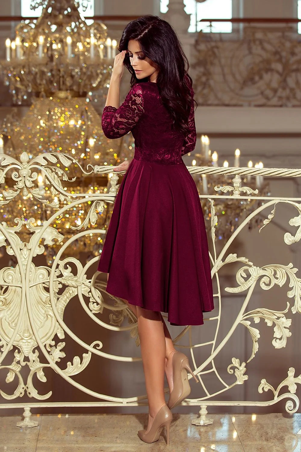 Robe de soirée en polyester viscose chic asymétrique élégante pour mariage cocktail femme moderne