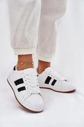 Chaussures de sport tendance pour femmes en simili cuir blanc et noir, semelle amortie, style classique, confort maximal, baskets modernes