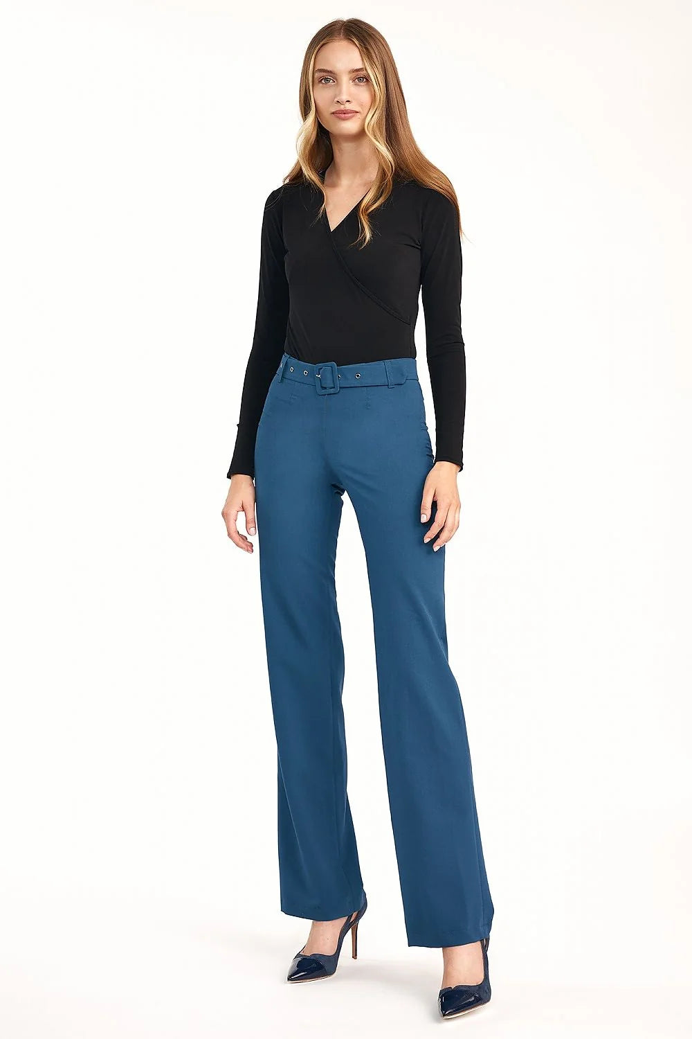 Pantalon femme taille haute rouge corail jambes larges chic élégant bureau confort tendance