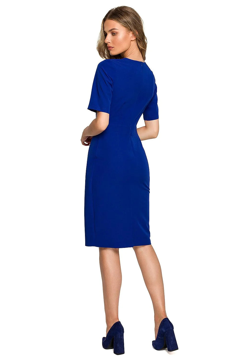 Robe élégante pour femme coupe droite manches moyennes découpe asymétrique vert émeraude occasionnels diverses