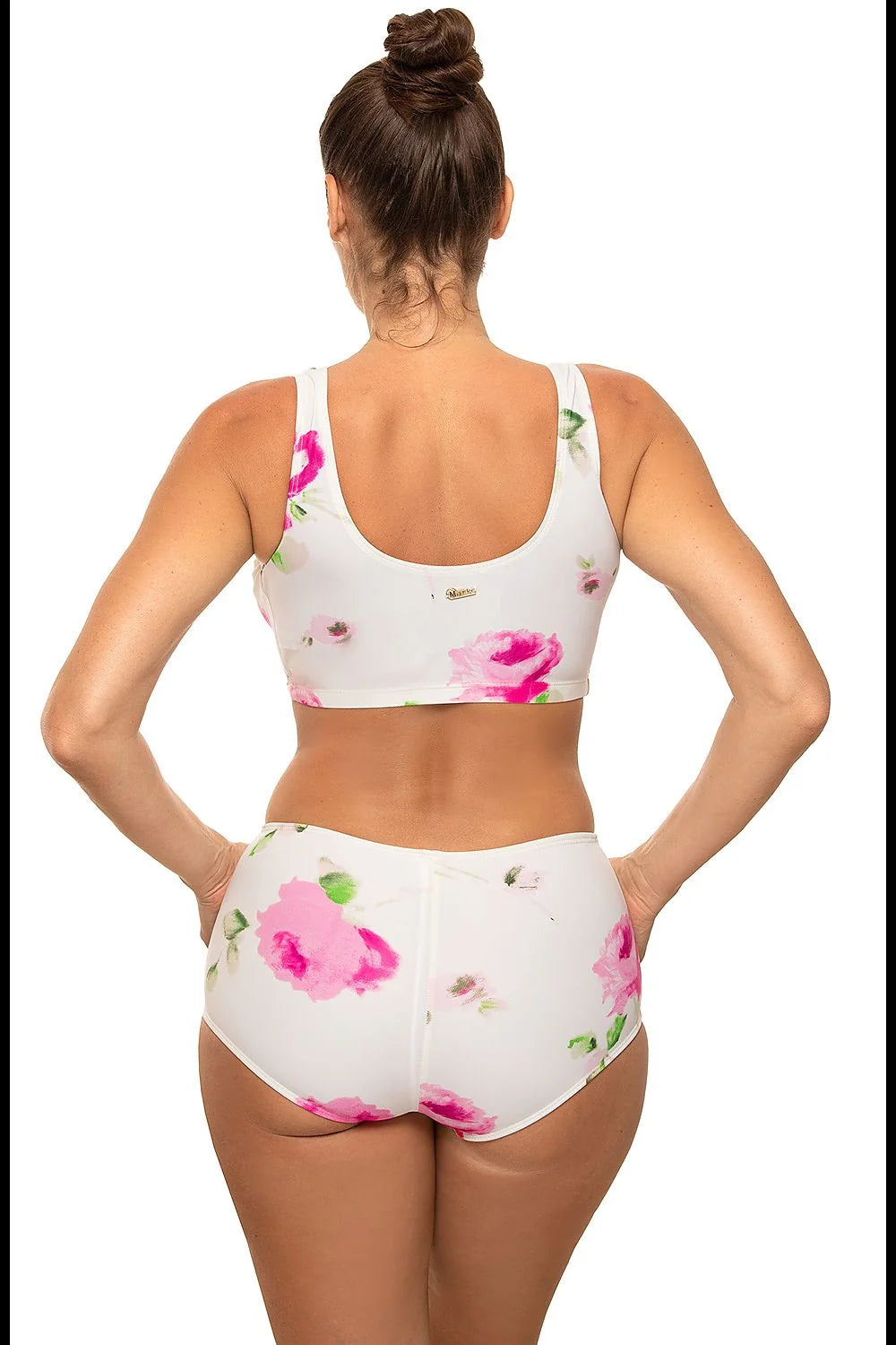 Maillot de bain deux pièces lycra tropical exotique floral élégant plage été femme tendance mode