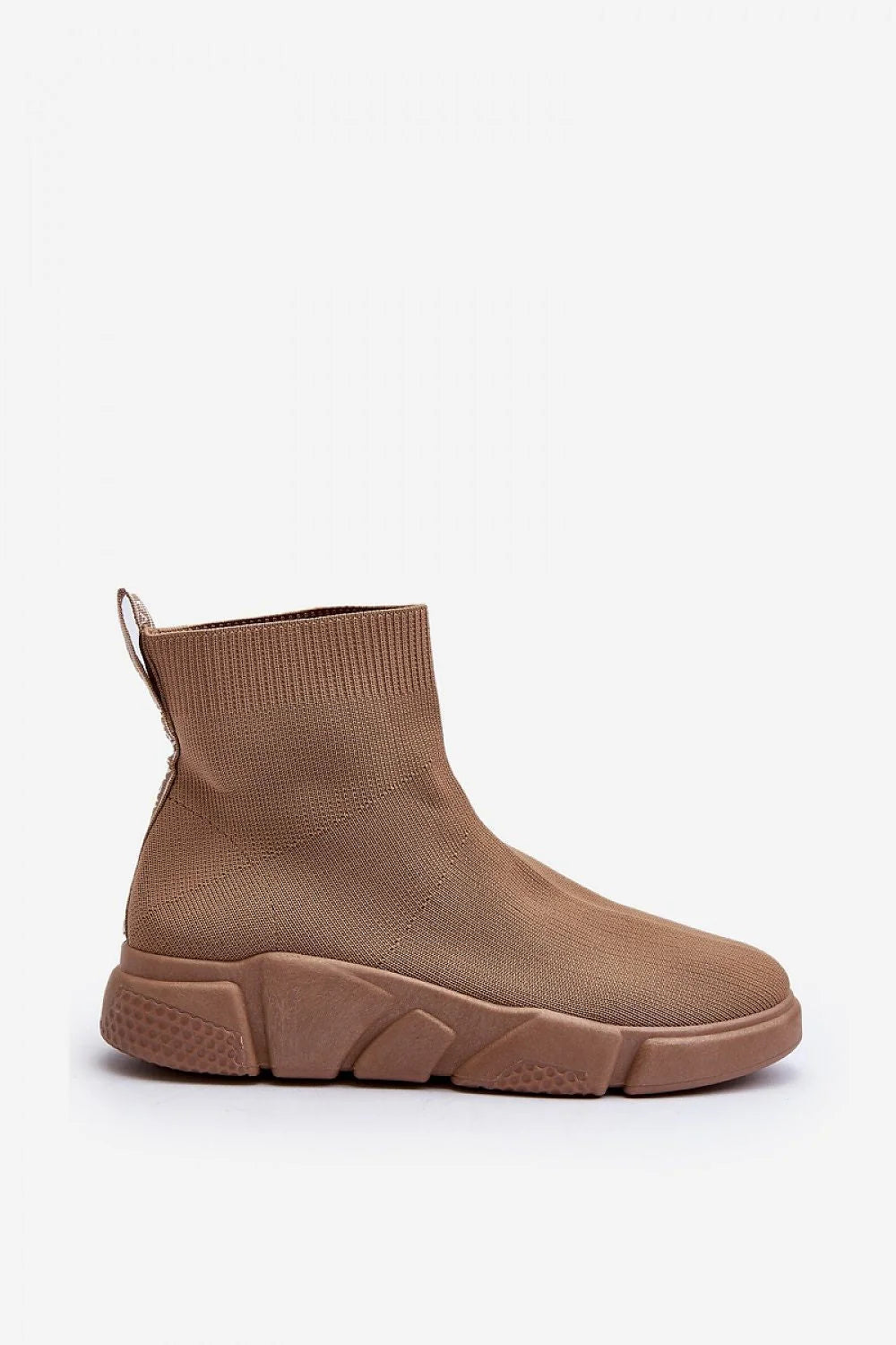 Bottines modernes pour femmes design élégant matériau textile extensible couleur beige sand tige montante semelle épaisse amorti confort maximal