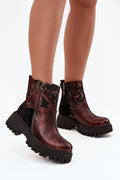 bottines femme Maciejka cuir naturel suédine bordeaux brun effet vieilli plateforme crantée antidérapante talon confortable doublure fourrure zip
