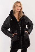 Veste pour femme longue ample velours côtelé fermeture éclair capuche matelassé polyester hiver printemps