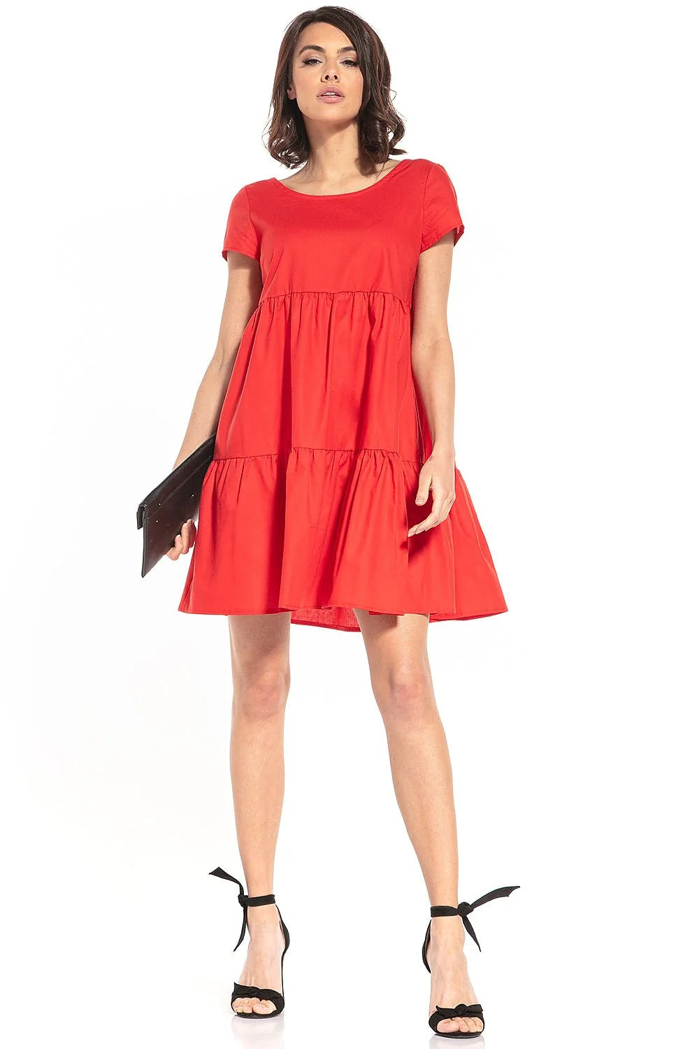 Robe femme coton 100% style moderne épuré noire manches courtes polyvalente élégante confortable